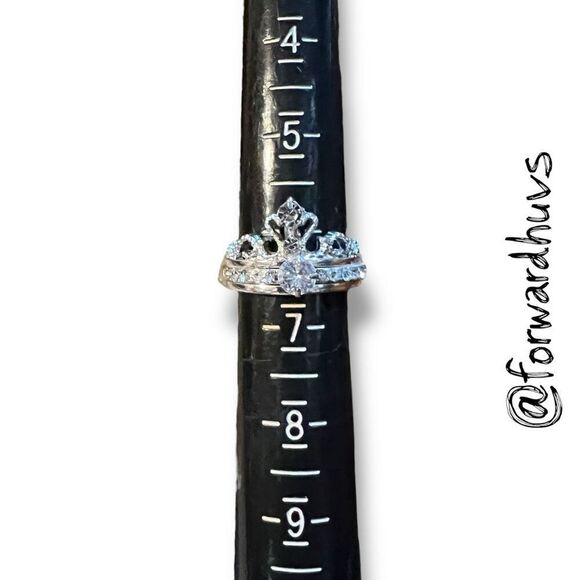 Bundle Sale 3 for $15 | Size 6.5 Fashion Ring – Crown Motif with Clear Stones - Picture 1 of 8